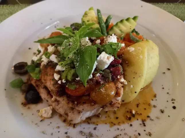 Food in a fancy restaurant.