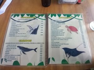 T-Rex restaurant menu.