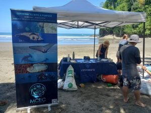 Booth on beach.