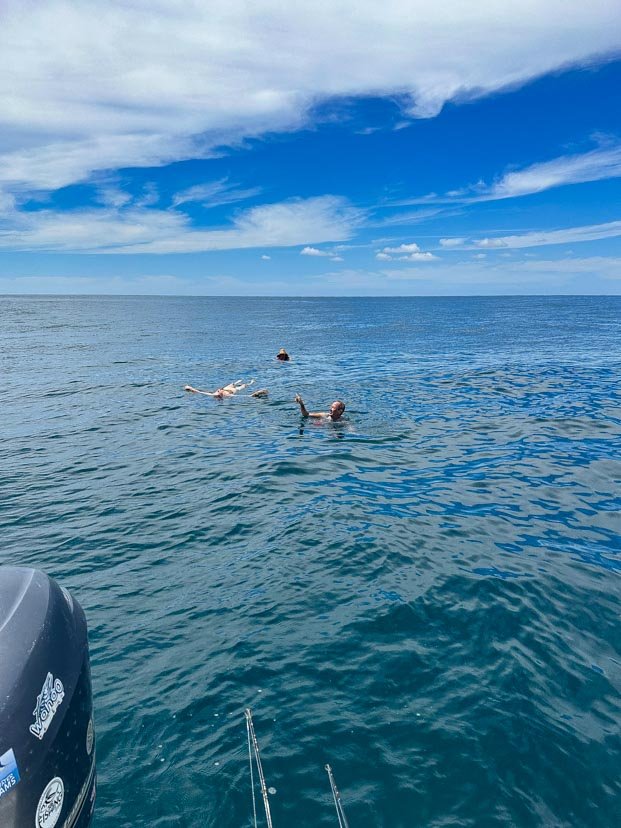 The team spent 30 minutes in the water listening to the beautiful songs of the nearby Humpback Whales - the songs could be heard on the boat, but dunking your ears in the water increased the volume and experience tenfold.