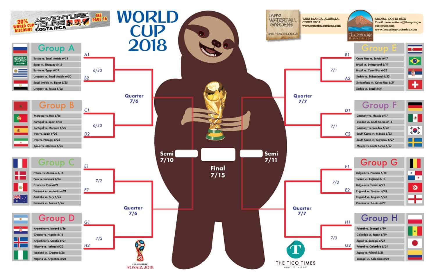 A Sloth cheered on the CR team during the exciting 2018 World Cup. 