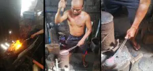 Local villagers in the Philippines hand-forge the recycled KUDKURAN blade.