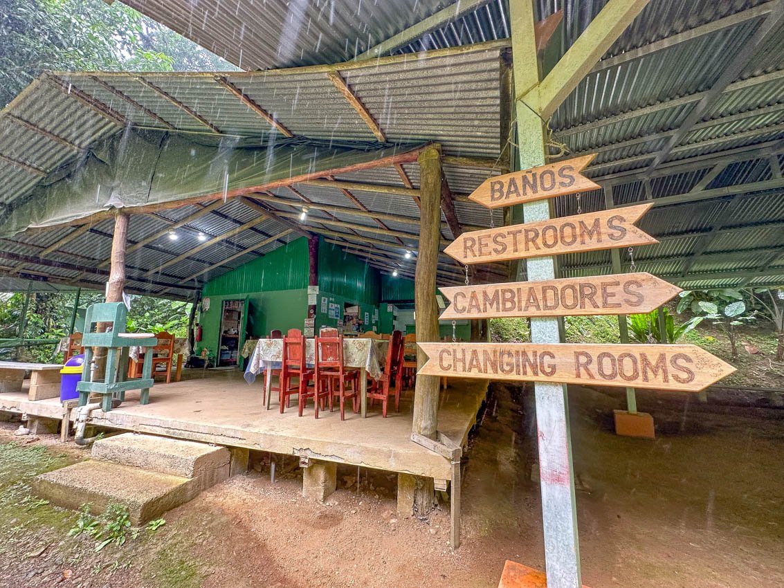 This is a very traditional restaurant 0 with open walls and a tin roof, the sounds and sights of nature are right there with you as you eat. You may even feel the waterfall mist drift through the space!