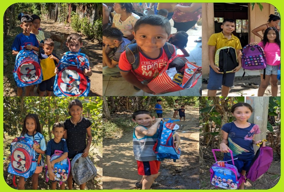 Children with their gifts or much-needed school supplies. Photos by Claudia Langguth.