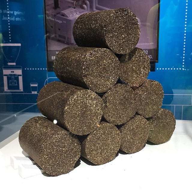 Bio-Bean, a bio-energy product made from organic coffee waste. This is a carbon-neutral method for converting coffee waste into heat or electricity. c/o Vernon Chan, wikicommons.