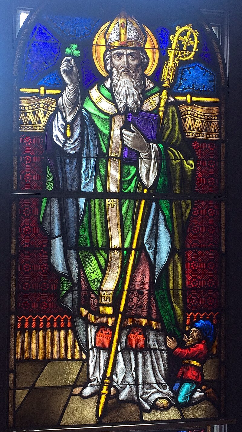 Saint Patrick with a Goblin at his feet. The Goblin legends of Europe and the traditional guardian spirit beliefs of native Central American people are very similar. c/o Nheyob, wikicommons. 