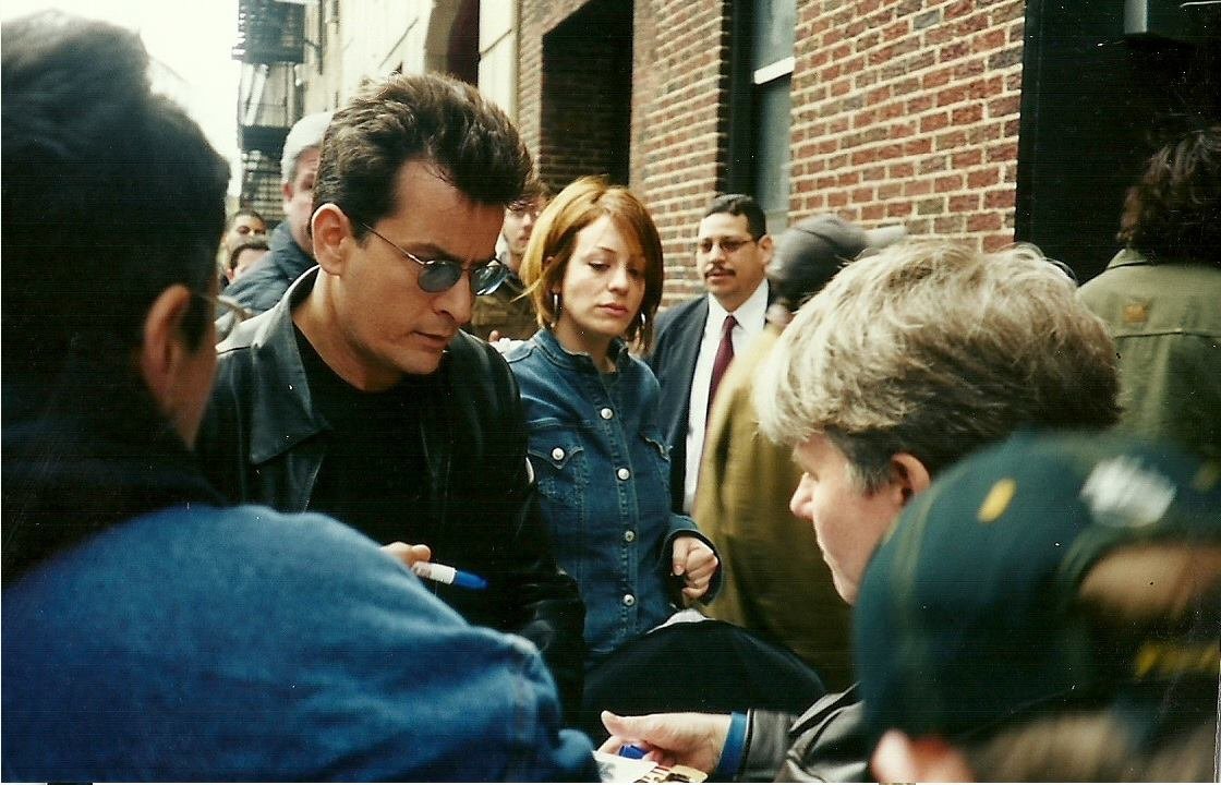 The author's run-in with Charlie Sheen outside the Ed Sullivan Theater.