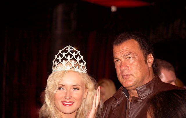 Steven Segal goes where the action is - here he is with Diana Starkova, Miss Ukraine. c/o Khom-manag, wikicommons.