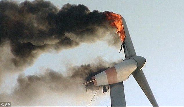 Photos and videos of burning turbines are dramatic, and so often make the news (and go viral on social media). c/o AP.