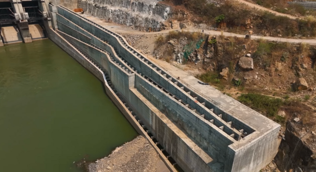 A fish ladder can help mitigate the habitat fragmentations associated with some hydro power dams. c/o Megha Engineering and Infrastructures Ltd, wikicommons.