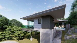 rendering side view & pool
