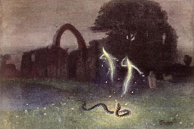 The Will o' the Wisp and the Snake by Hermann Hendrich (1854–1931)