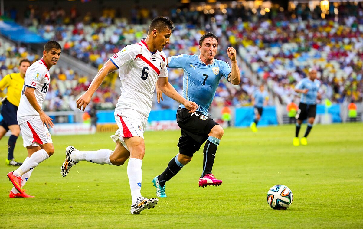 Uruguay and Costa Rica match at the 2014 FIFA World Cup. c/o Danilo Borges/Portal da Copa, wikicommons.