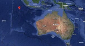 Location of Costa Rica's antipode, in the Indian Ocean. c/o Google.